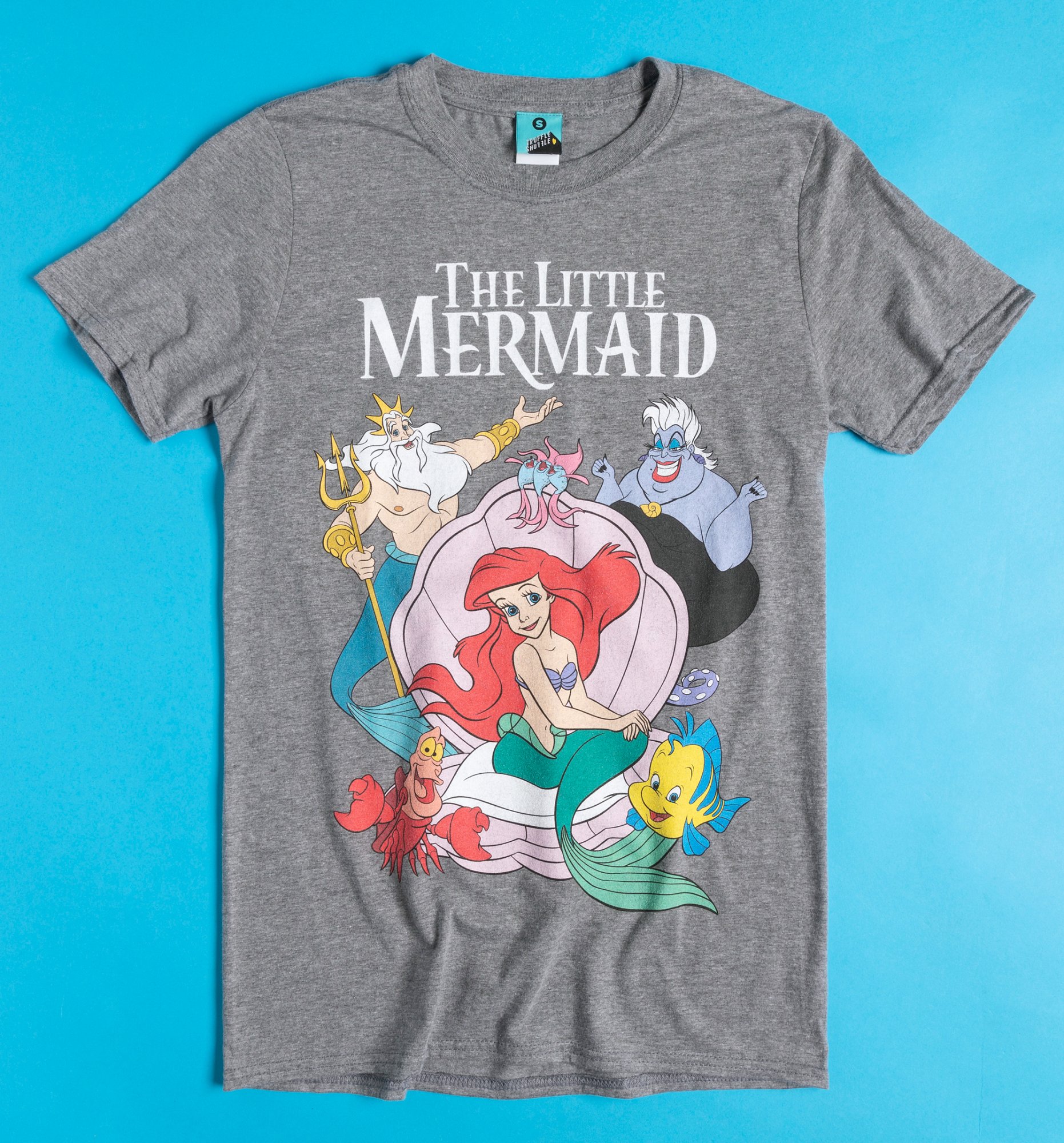 Disney The Little Mermaid Group Shot Grey Marl T Shirt