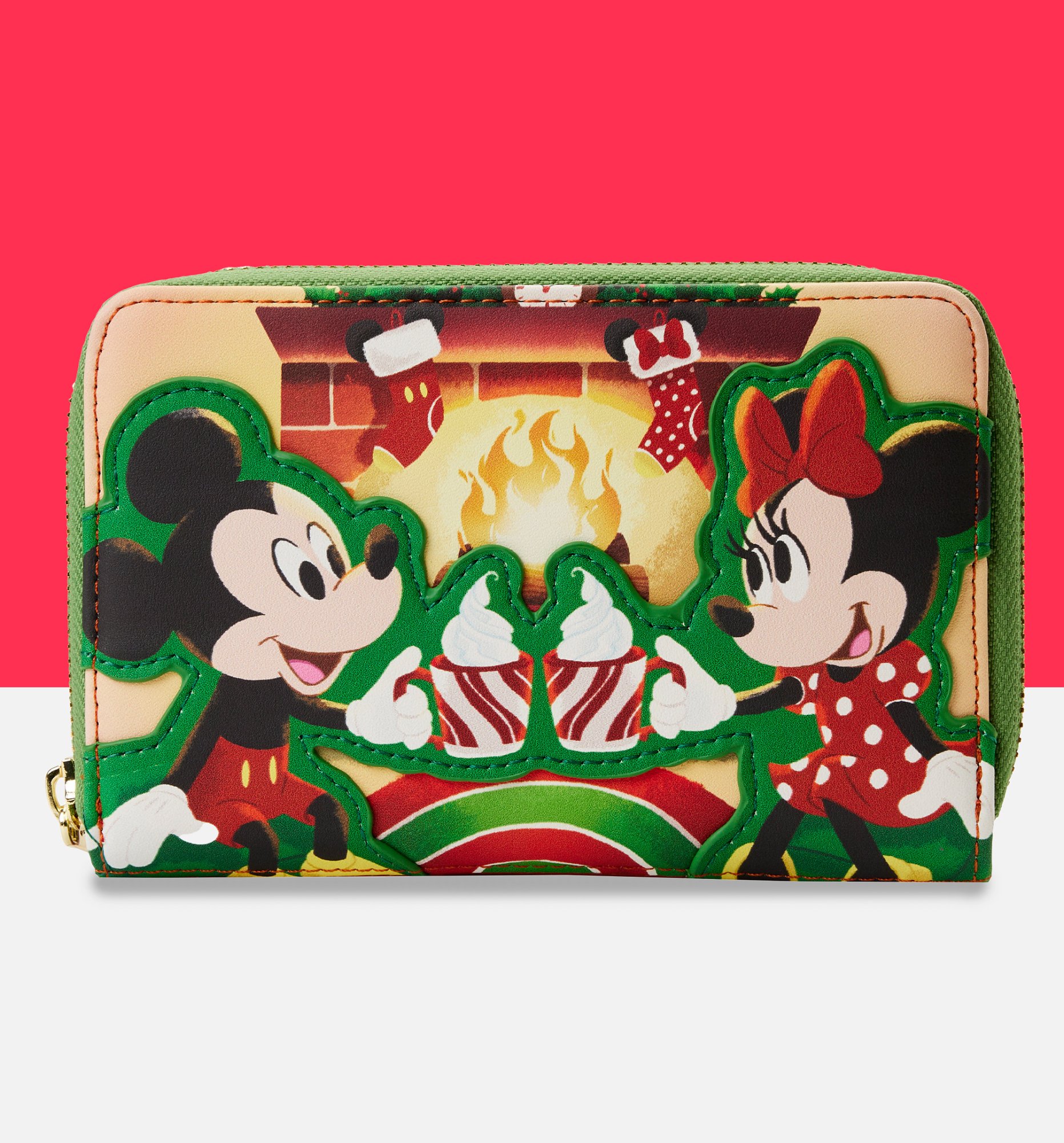 Loungefly Disney Minnie and Mickey Hot Cocoa Fireplace Zip Around Wallet
