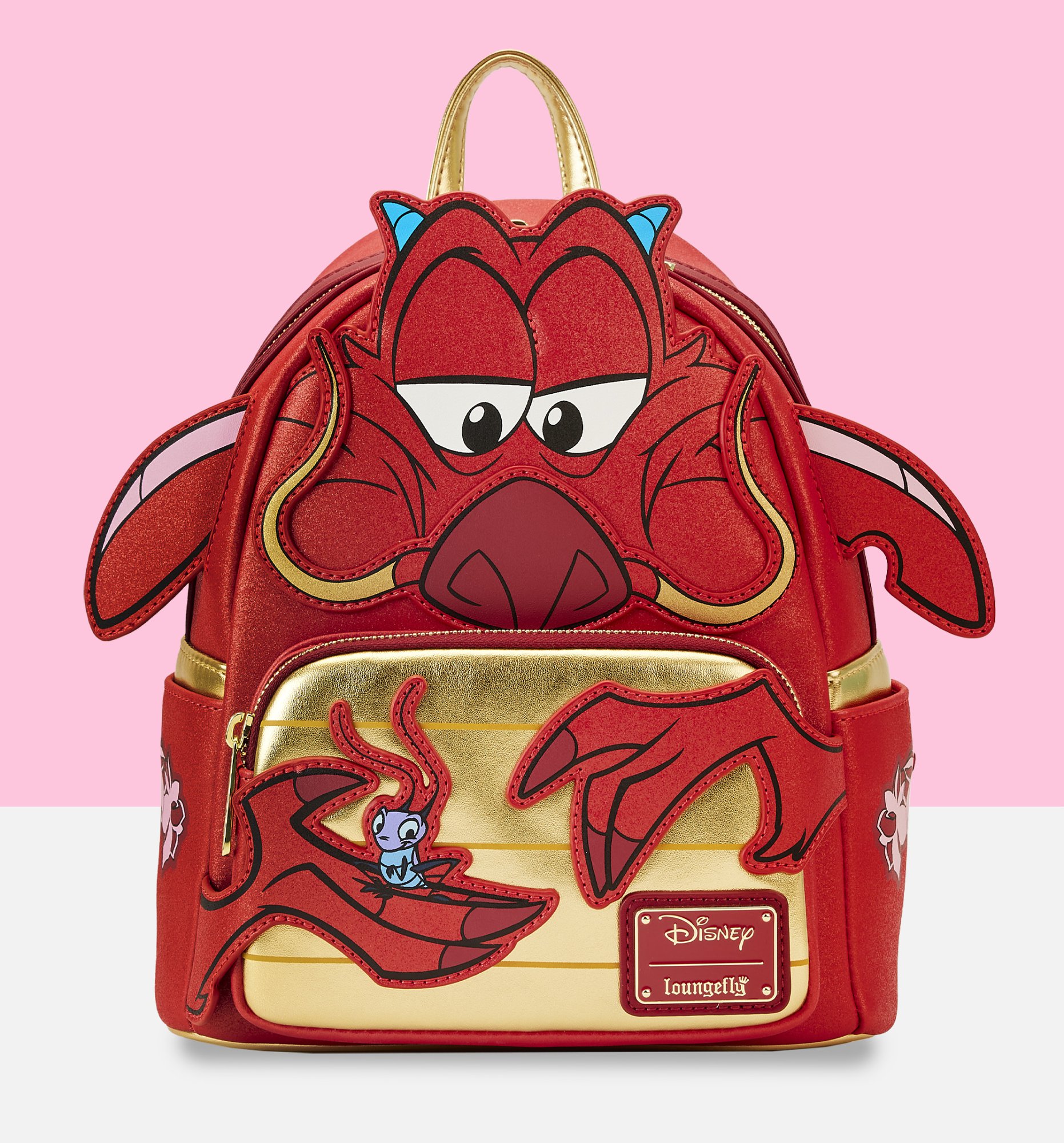 Loungefly Disney Mulan 25th Anniversary Mushu Glitter Cosplay Mini Backpack 2733